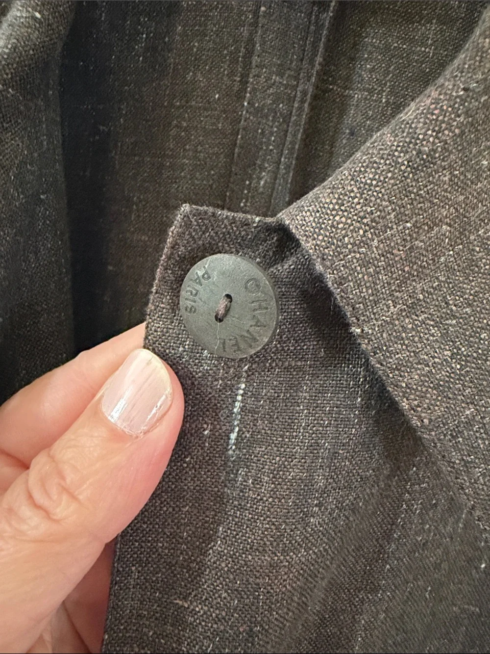 CHANEL Brown Linen Button Front Jacket Cruise 2000